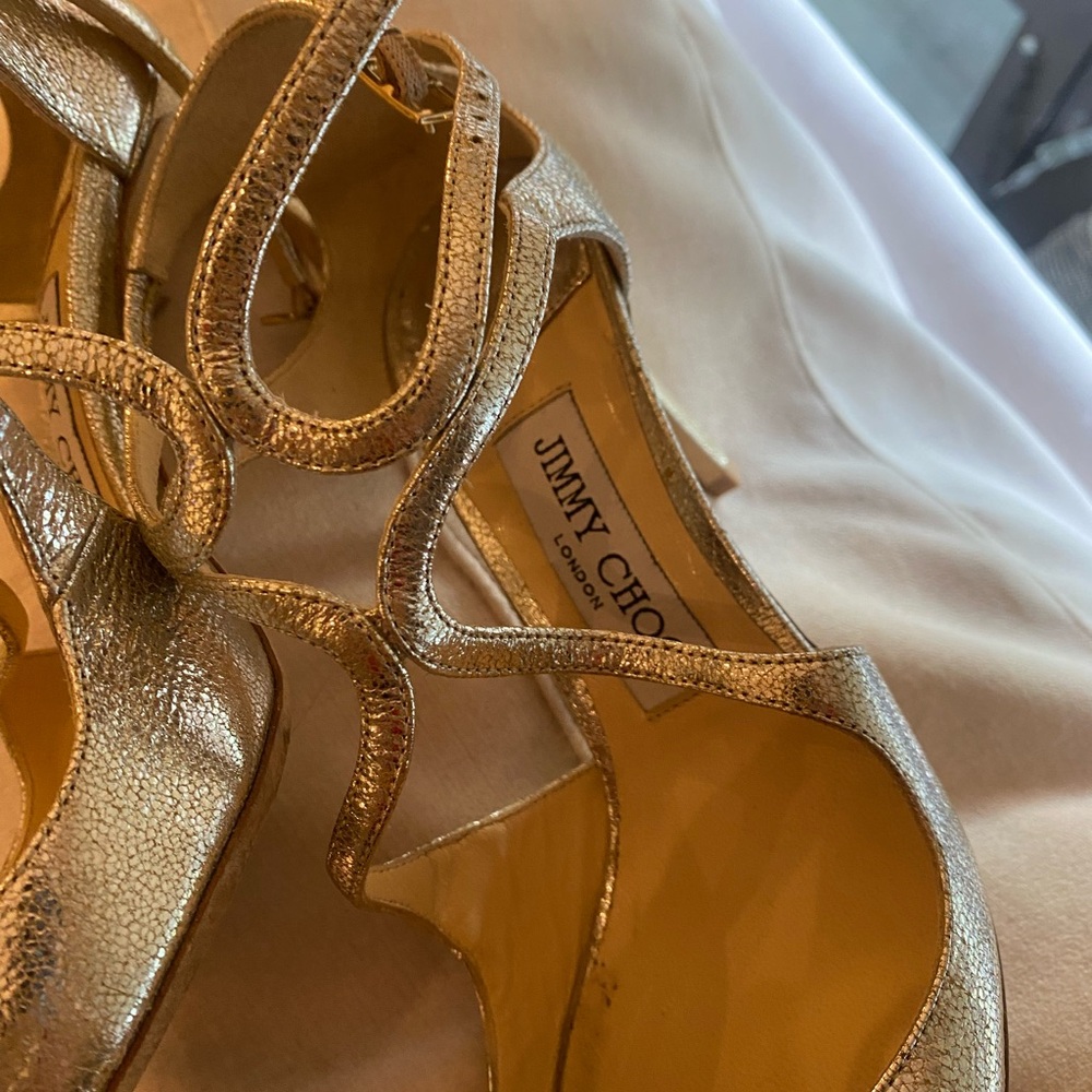 Jimmy Choo Metallic Gold Heels - Picture 2 of 2